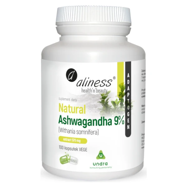Natural Ashwagandha 9% <br> 100 kapsułek 1 Natural Ashwagandha 9% <br> 100 kapsułek