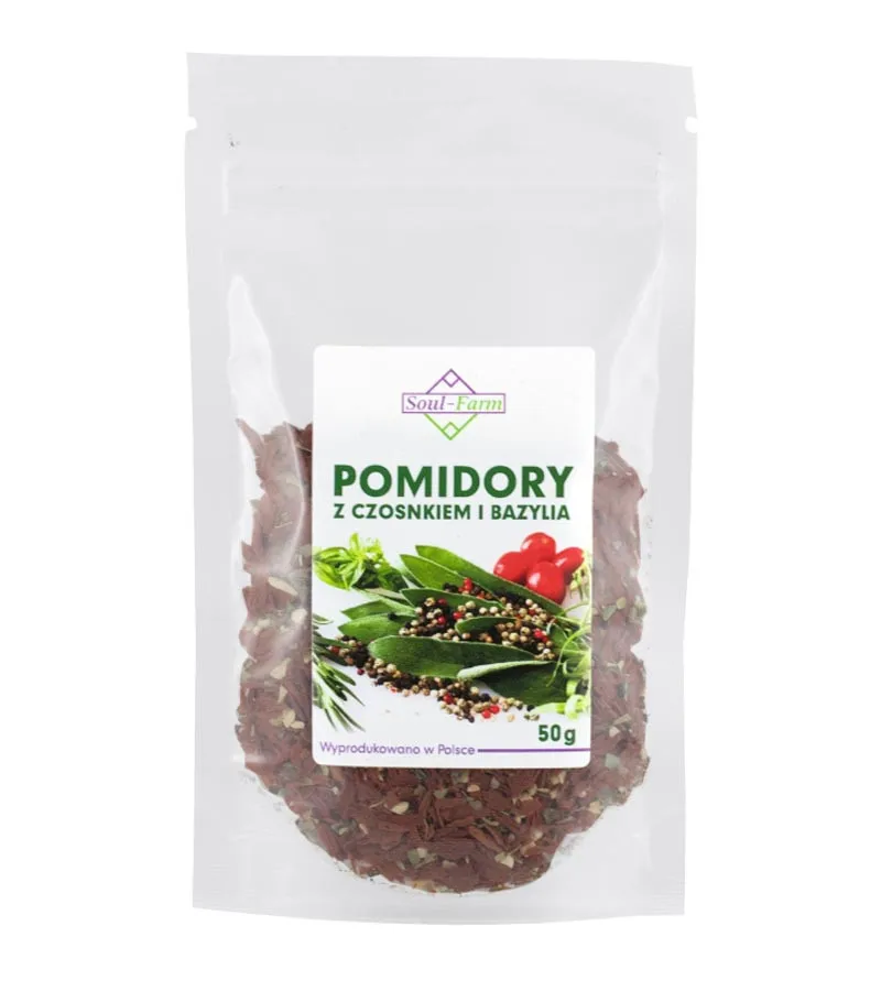 Suszone pomidory z czosnkiem i bazylią <br> 100g 1 Suszone pomidory z czosnkiem i bazylią <br> 100g