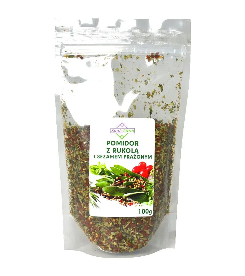 Pomidory suszone z rukola i sezamem prażonym <br> 100g 1 Pomidory suszone z rukola i sezamem prażonym <br> 100g