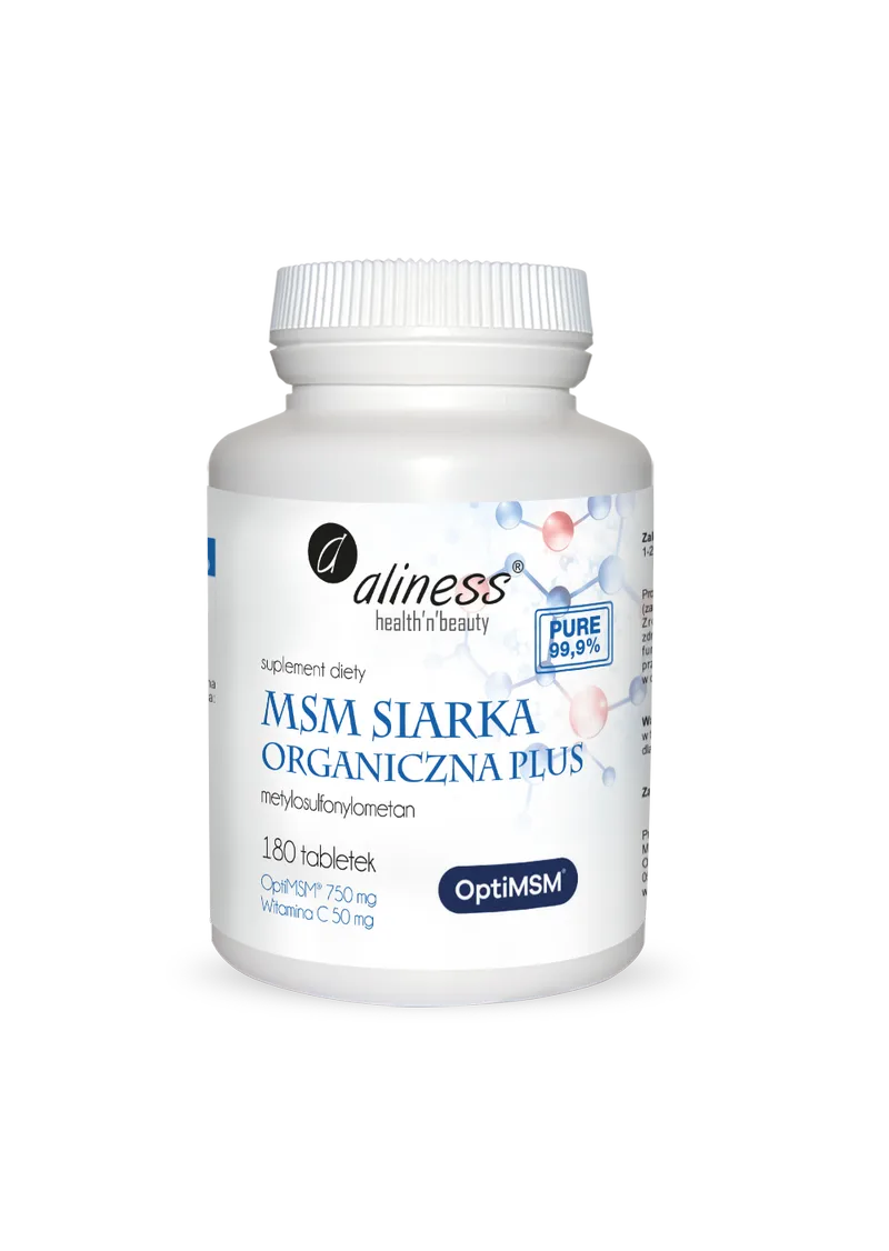 MSM Siarka Organiczna PLUS | 180 tabletek 1 MSM Siarka Organiczna PLUS 180 tabletek – Aliness