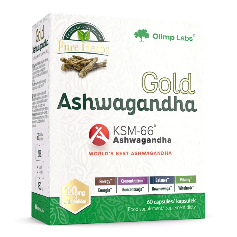 Gold Ashwagandha<br> 60 kapsułek 1 Gold Ashwagandha<br> 60 kapsułek