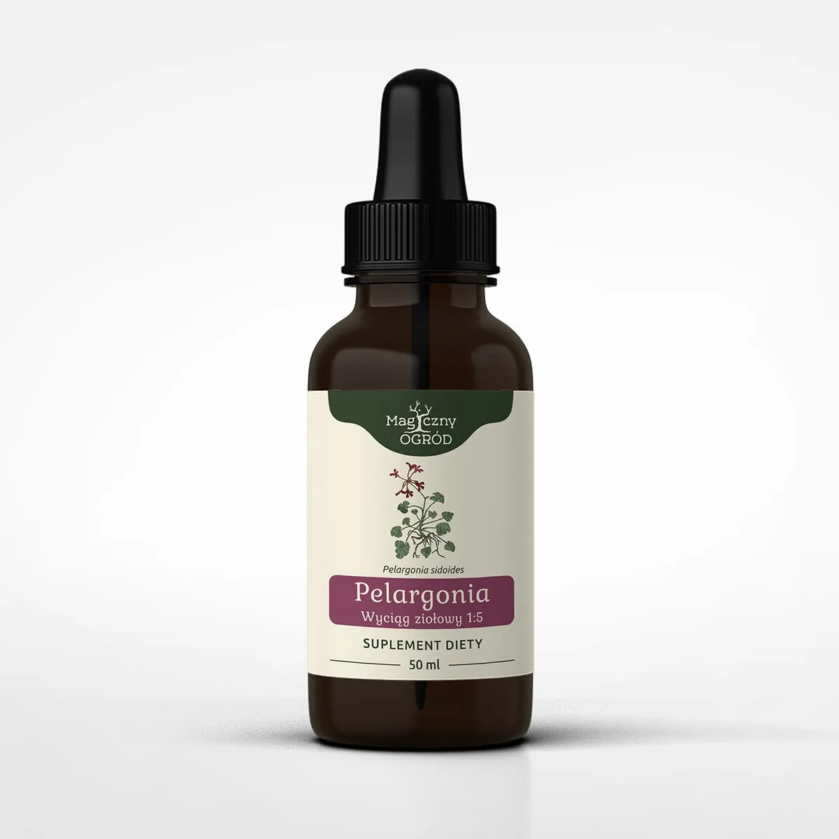 Pelargonia afrykańska wyciąg ziołowy 1:5<br> 50 ml 1 Pelargonia afrykańska wyciąg ziołowy 1:5<br> 50 ml