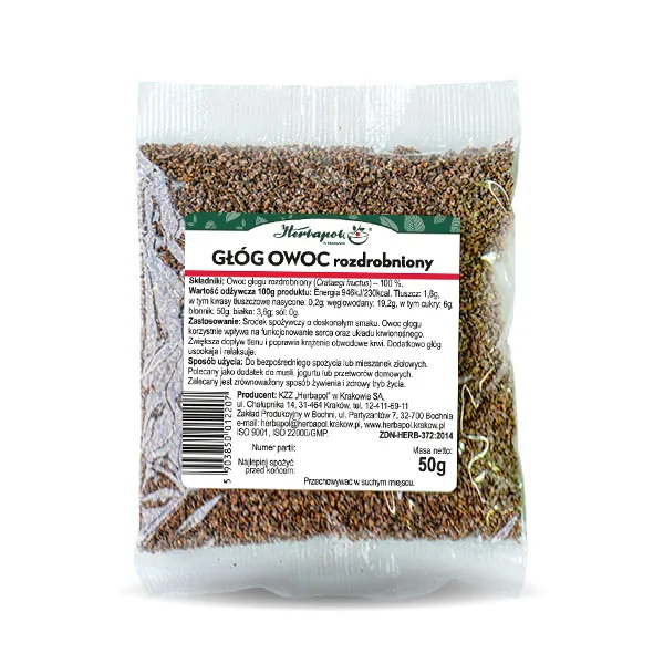 Głóg owoc rozdrobniony<br> 50 g 1 Głóg owoc rozdrobniony<br> 50 g