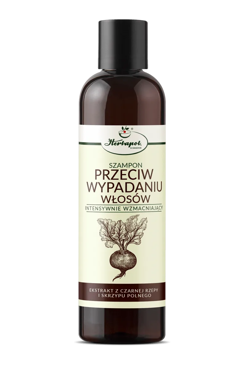 Szampon przeciw wypadaniu włosów 250 ml 1 Szampon przeciw wypadaniu włosów z czarną rzepą i skrzypem 250 ml – Herbapol