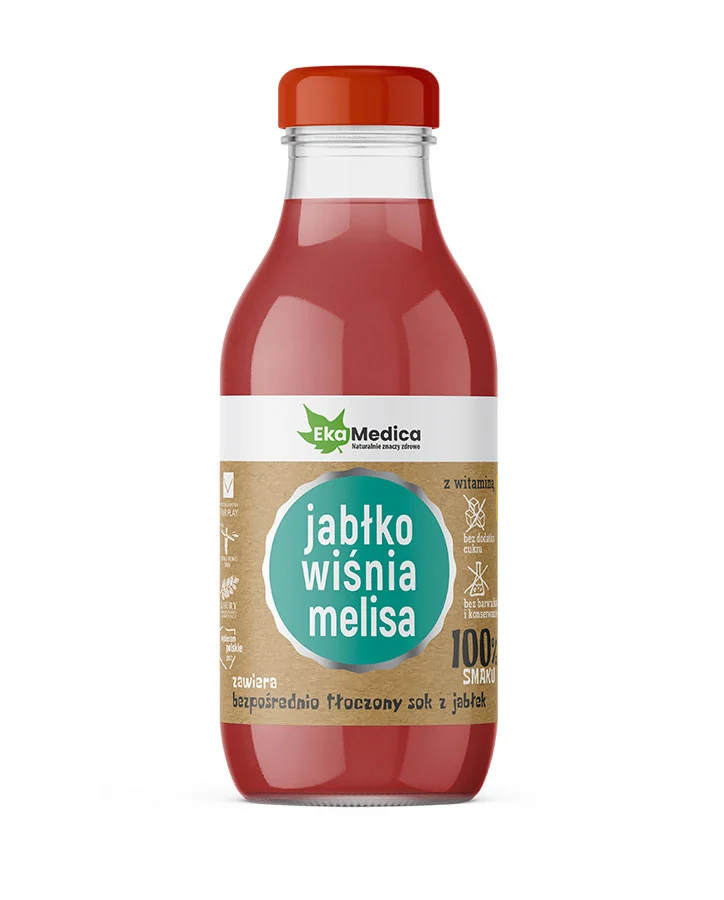 Sok jabłko, wiśnia, melisa | 300 ml 1 Sok 100% jabłko, wiśnia, melisa 300 ml – EkaMedica