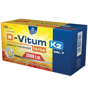 Suplement diety z witaminą D3 i K2 + olej lniany 60 kapsułek – D-Vitum K2 forte 2000 j.m. – Oleofarm