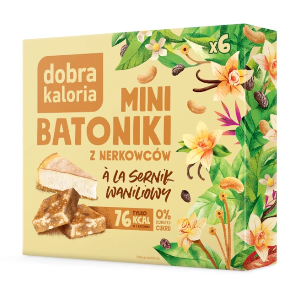 Mini batoniki à la sernik waniliowy | 102 g (6 szt.) 1 Mini batoniki à la sernik waniliowy 102 g (6 szt.) – zdrowa przekąska bez dodatku cukru | Dla wegan i aktywnych