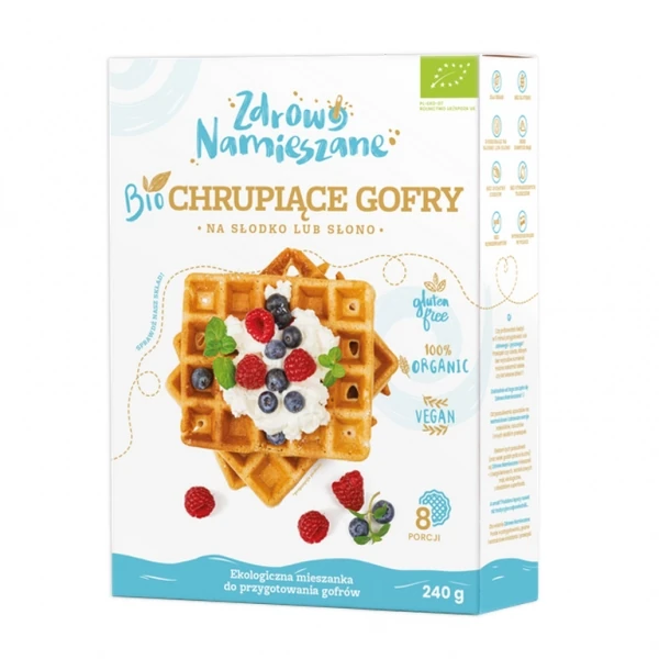 BIO Chrupiące Gofry | 240g 1 BIO Chrupiące Gofry 240g – Bezglutenowa mieszanka na gofry i naleśniki | Zdrowo Namieszane