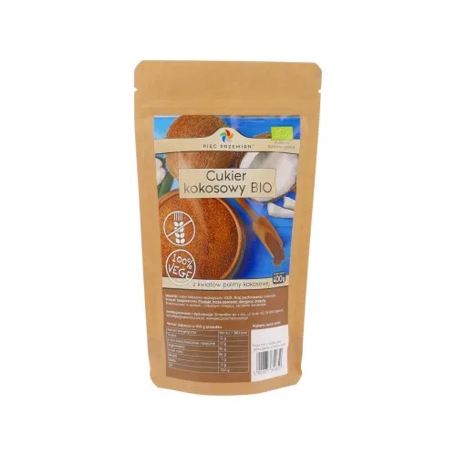 Cukier kokosowy BIO | 400 g 1 Cukier kokosowy BIO 400 g – Pięć Przemian | Naturalna alternatywa cukru z certyfikatem ekologii
