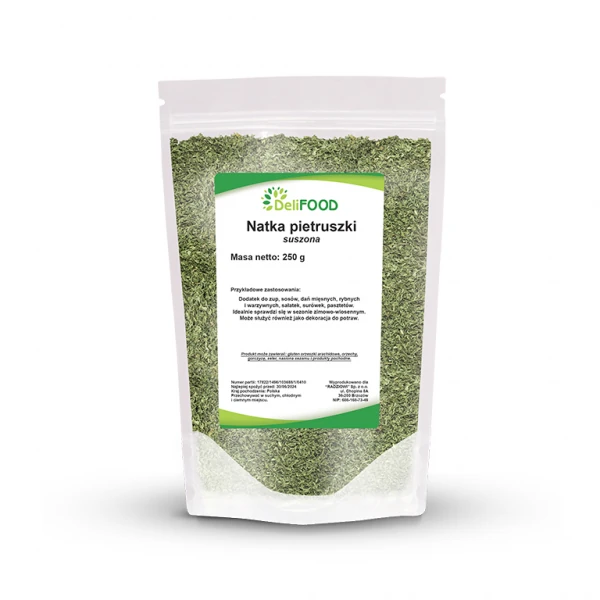 Natka pietruszki suszona | 250g 1 Natka pietruszki suszona 250g | Naturalna przyprawa pełna witaminy C | Delifood