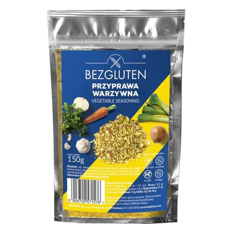 Przyprawa warzywna bezglutenowa | 150g 1 Przyprawa warzywna bezglutenowa 150g – naturalny smak i 100% bezpieczeństwa