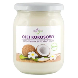 Olej kokosowy rafinowany 500 ml – Soul-Farm | Idealny do smażenia i pieczenia
