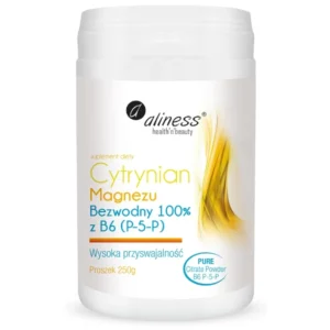 Cytrynian Magnezu BEZWODNY 100% z B6 (P-5-P) PROSZEK 250 g - Aliness