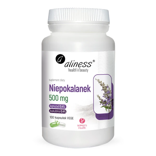 Niepokalanek 500 mg | 100 kapsułek VEGE 1 Niepokalanek 500 mg (Vitex agnus-castus) x 100 kapsułek VEGE 0 Aliness